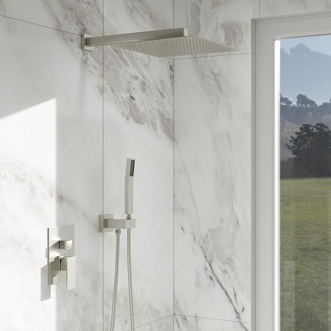 Lordear Rain Shower System 12 Inch Wall Mounted Shower Faucet Set, Brushed - Image 2