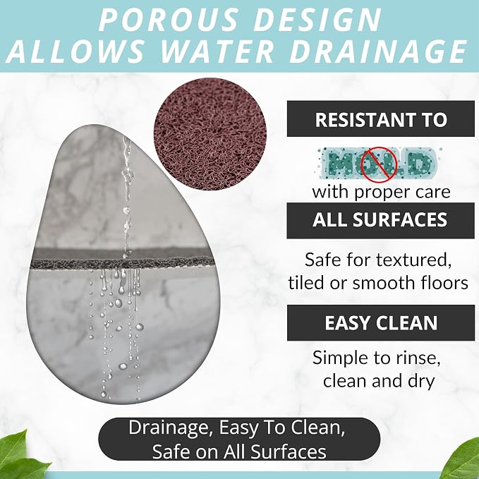 Enkosi Loofah Shower Mat with Drain Hole – Cushioned Anti-Slip Square Bath Mat - Image 3