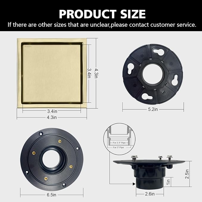 4 Inch Square Shower Drain - Image 3