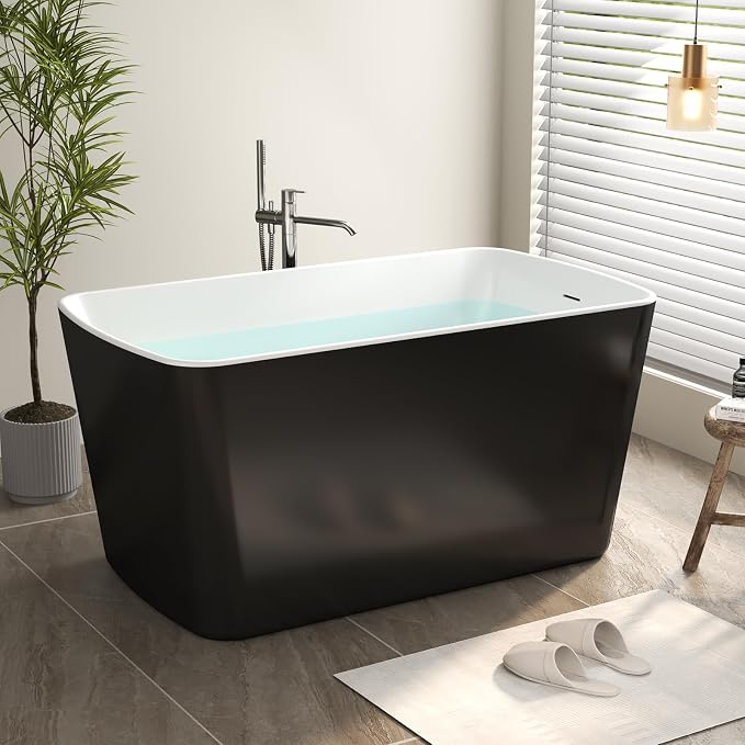 49" Glossy White Acrylic Freestanding Soaking Tub w/Seat- Contemporary Design - - Image 2