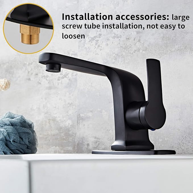 Modern Black Bathroom Faucet, Single Handle Commercial Bathroom Sink Faucet - Image 3