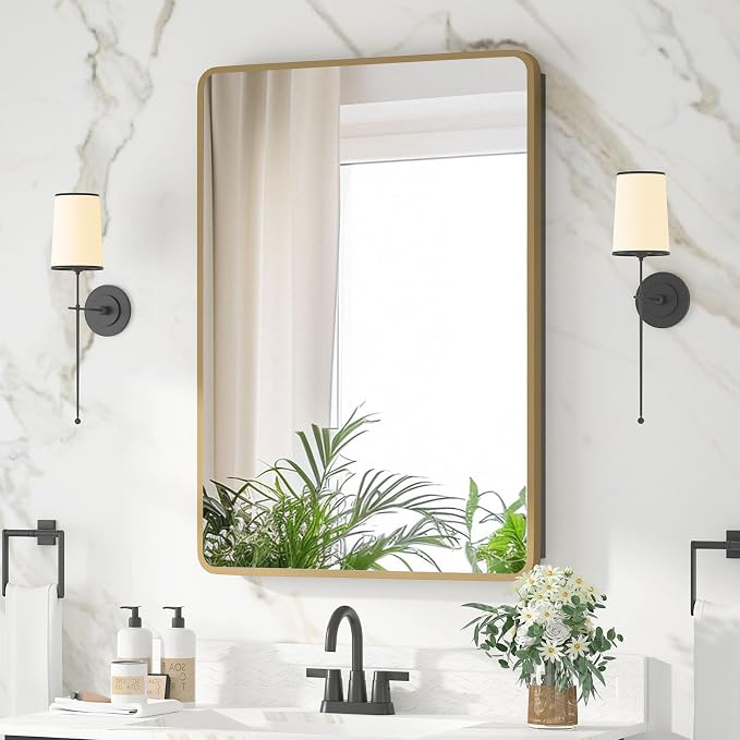Medicine Cabinet 20 x 28 Inch, Brush Gold Bathroom Medicine Cabinet - Image 8