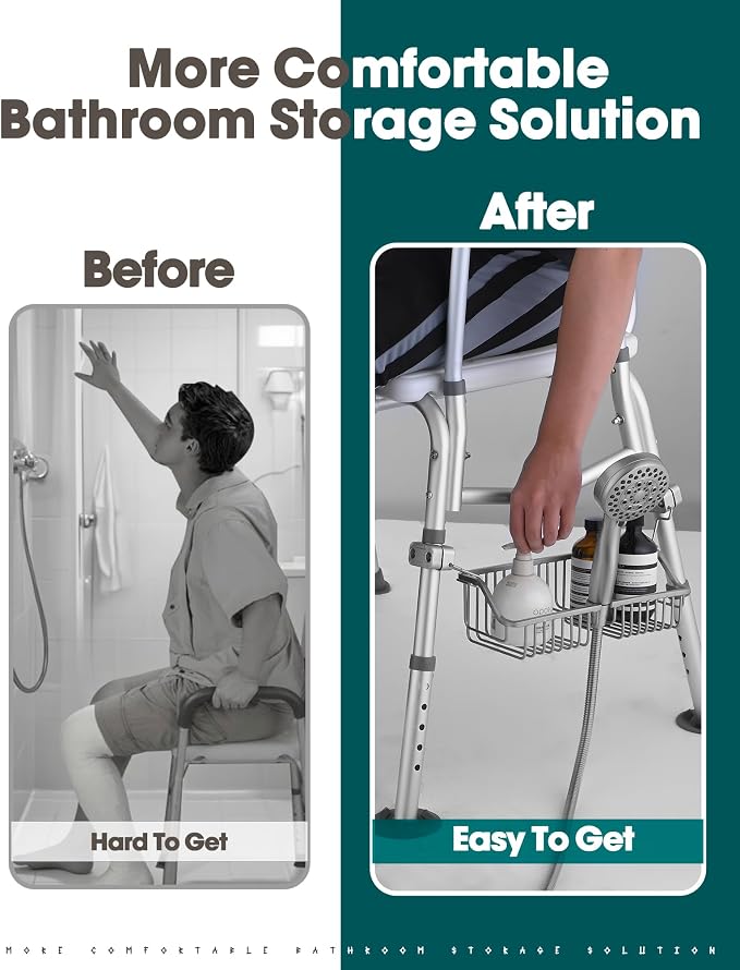 Rustproof Hanging Shower Caddy for Shower Chair, Stainless Steel Bathroom - Image 3