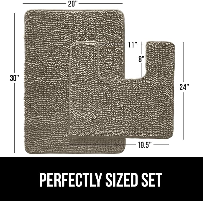 GORILLA GRIP Bathroom Rug Sets, Soft Chenille 2 Piece Area Rugs Set, Toilet - Image 2