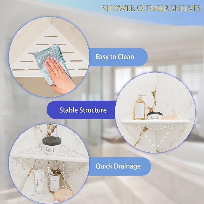 Neodrain 10 Inch Golden Corner Wall Shelf Set of 2, Floating Corner Shelves - Image 4
