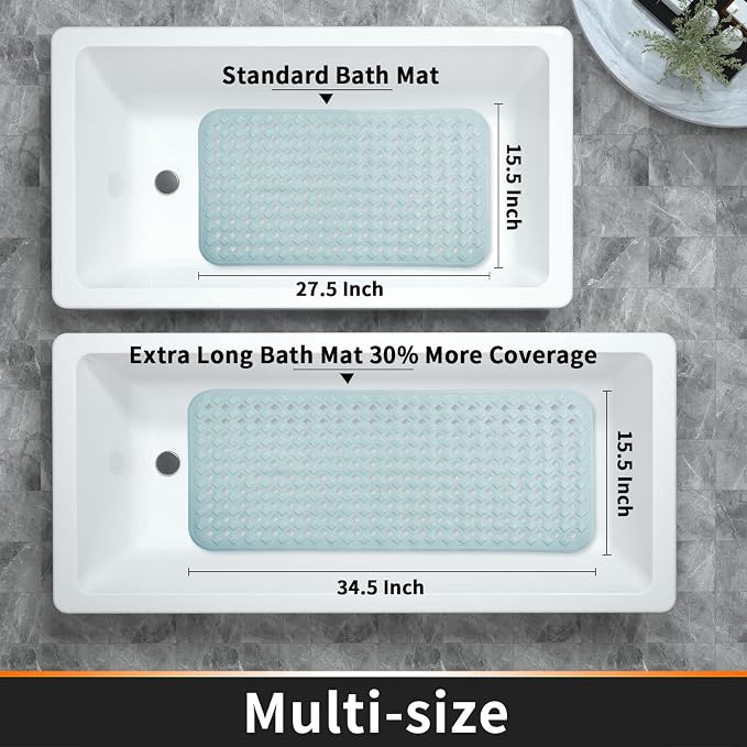 Yimobra Non Slip Bath Mat, Super Strong Suction Cups, 34.5"x15.5"Long Tub Mat - Image 5
