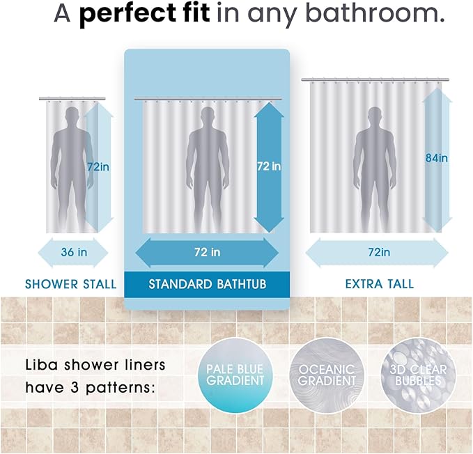 LiBa PEVA Shower Curtain Liner - Image 4