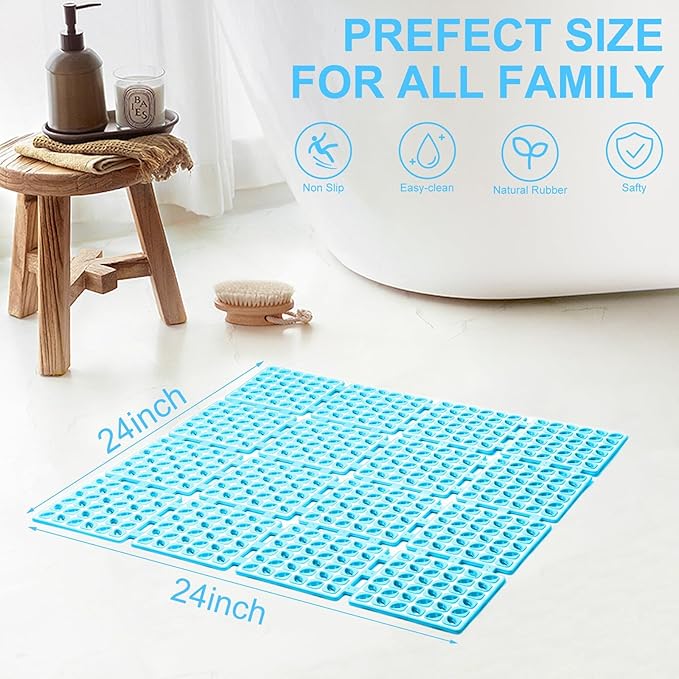 Shower Mat Non Slip，24"X24" Bathtub Mat Non Slip Square Shower Mats - Image 5