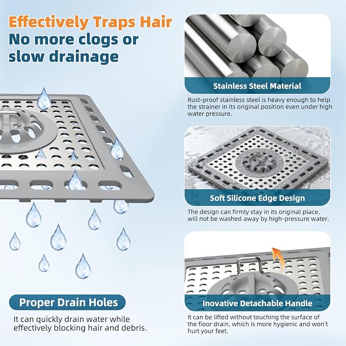Hibbent 2 Pack Shower Drain Hair Catcher, Shower Drain Cover - Image 2
