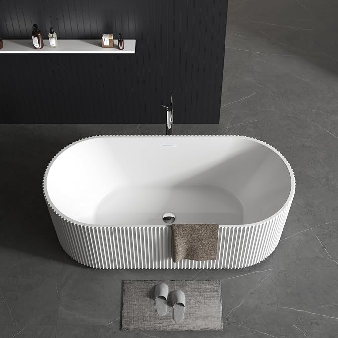 Acrylic Freestanding Bathtub, Deep Soaking Stripe Tub - Image 3
