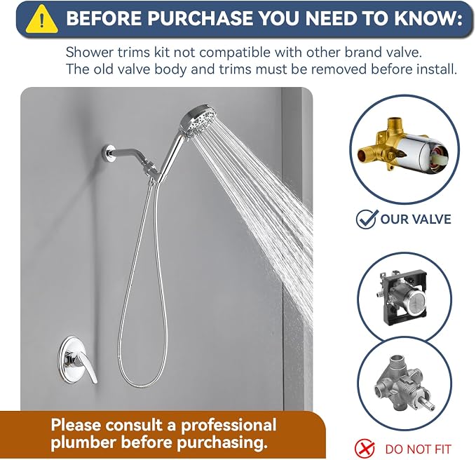 Shower Faucet Set with 7 Functions Handheld Shower Head Filter Shower Combo Set - Image 2