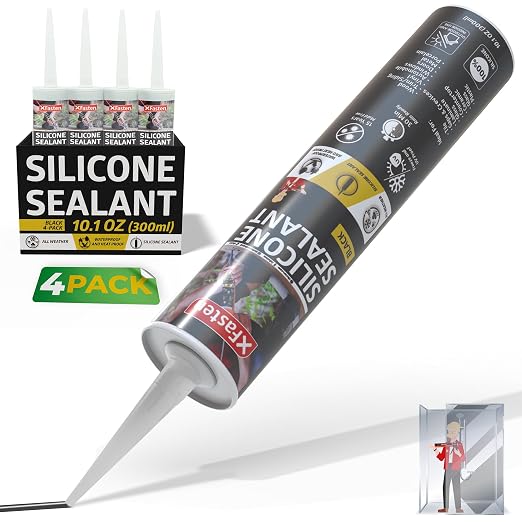 XFasten Silicone Sealant Waterproof Black Cartridge, 10.1 oz Black Caulking by XFasten
