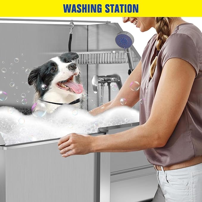 50 Inch Stainless Steel Dog Washing Station, Professional Grooming Tub - Image 9