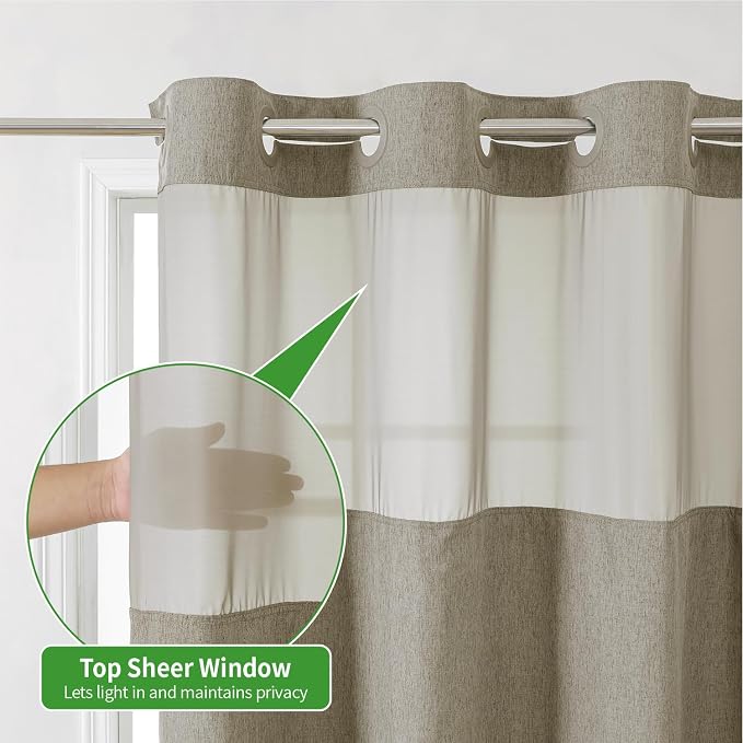 Stall No Hooks Needed Linen Textured Shower Curtain - Image 3