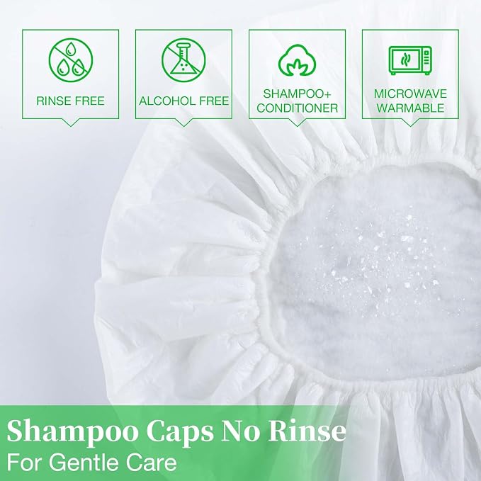 Shampoo Caps No Rinse Waterless Hair Washing Shower Caps 6 Packs - Image 2