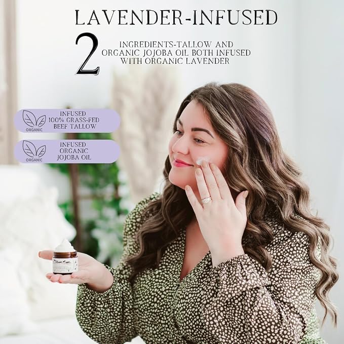 Lavender Infused 100% Grass-Fed Whipped Tallow Balm & Organic Jojoba Oil - Image 4