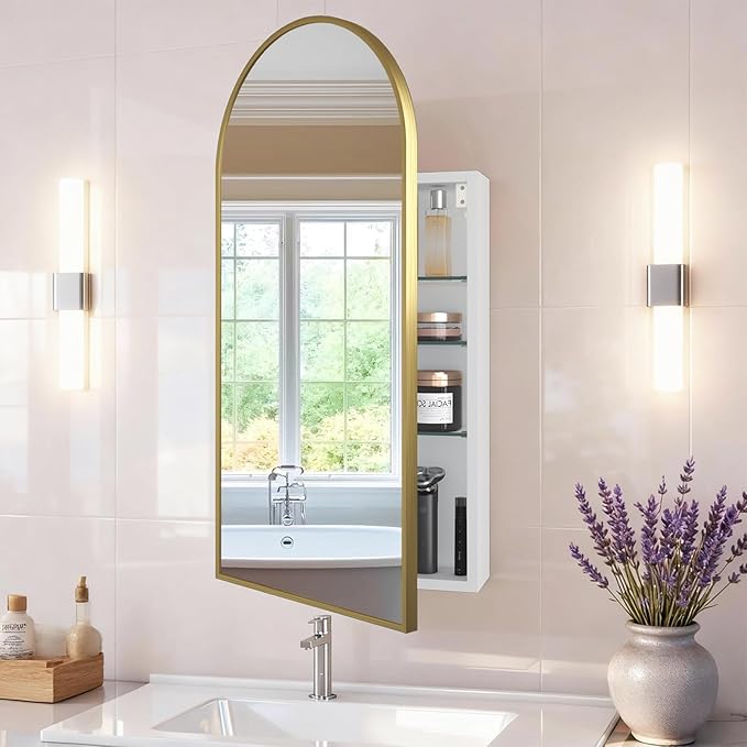 FKWin Arched Gold Bathroom Medicine Cabinet by FKWinCreateCozyandHealthy