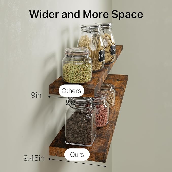 BAYKA Floating Shelves, 48 inches Long Wall Mounted Rustic Wood Shelves - Image 3