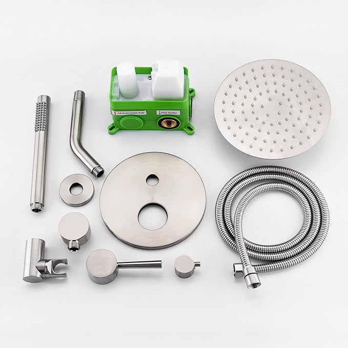 SUMERAIN Wall Mounted Rainfall Shower System Brushed Nickel Shower Faucet Set - Image 6