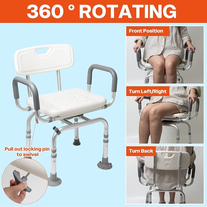 Shower Chair 360° Swivel Shower Chair - Image 8
