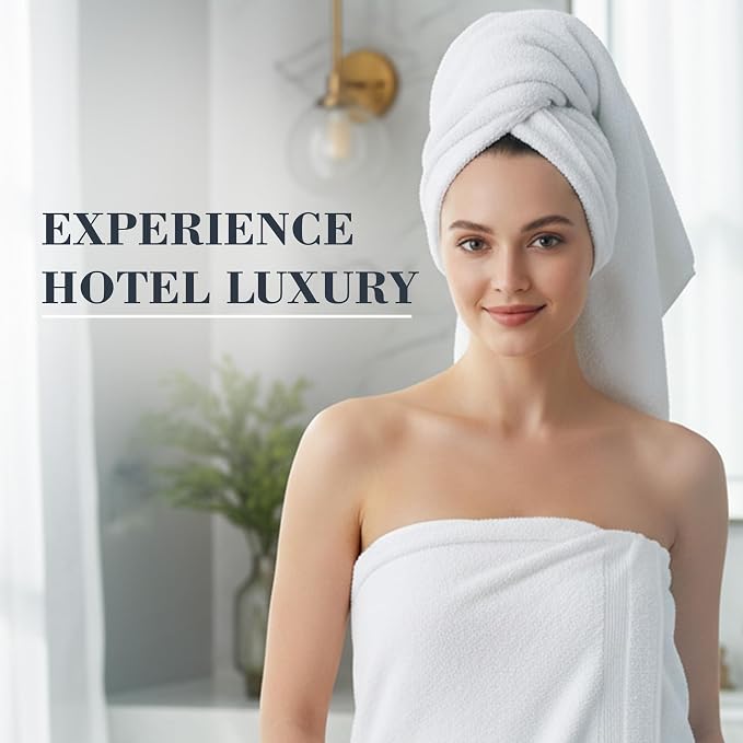 500 GSM 100% Cotton White 3-Pcs Bath Towel Set | Ultra Soft Highly Absorbent - Image 3