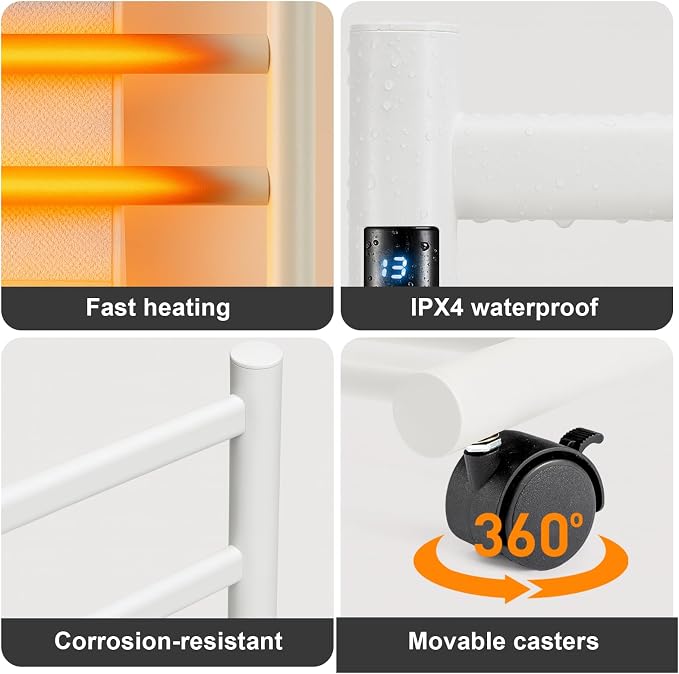 GROWNEER Upgraded Heated Towel Rack, 7 Bars Towel Warmer Rack, Wall Mounted & - Image 7