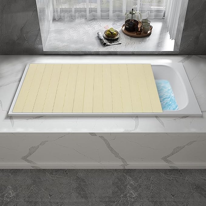 Shutter Bathtub Lid 62.9" x 31.5" Foldable Waterproof Bathtub Cover PVC Bathtub - Image 3