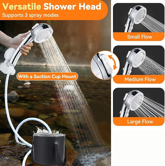 Portable Camping Shower, 7800mAh Rechargeable Outdoor Shower Kit - Image 6