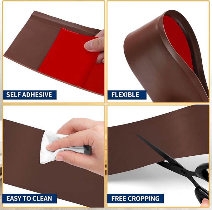Flexible Baseboard Molding Trim 6 Inch Self-Adhesive Vinyl Wall Base Peel and - Image 3