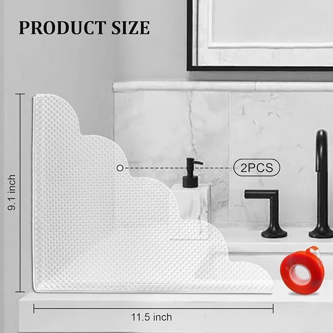 2 PCS Shower Splash Guard for Tub Corner, Self-Adhesive Shower Guards to Keep - Image 2