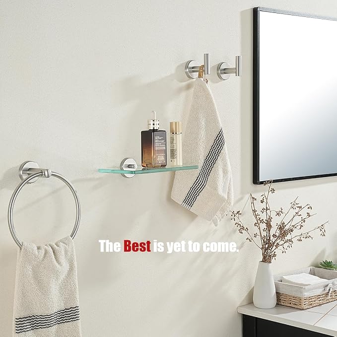 JQK Bathroom Glass Shelf, Tempered Glass Shower Storage 8 by 5 inches, 304 - Image 4