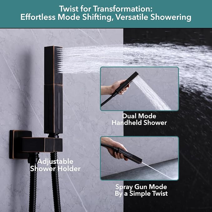 VANFOXLE Shower Faucet Set Oil Rubbed Bronze Shower System, Push Button - Image 3