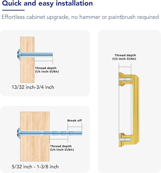 Ravinte Hardware 10 Pack Brushed Brass Cabinet Pulls, 3 Inch Hole Center Zinc - Image 3