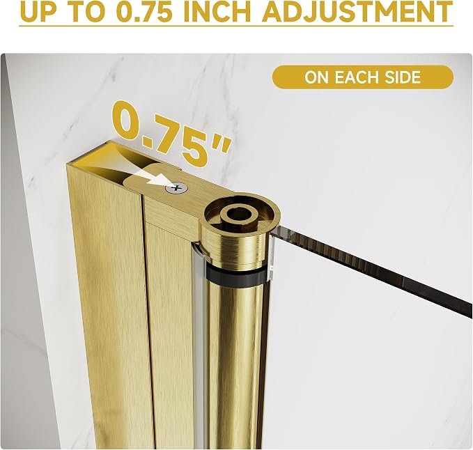 Pivot Shower Door 33.5-35" W x 72" H, Semi-Frameless Shower Door - Image 2