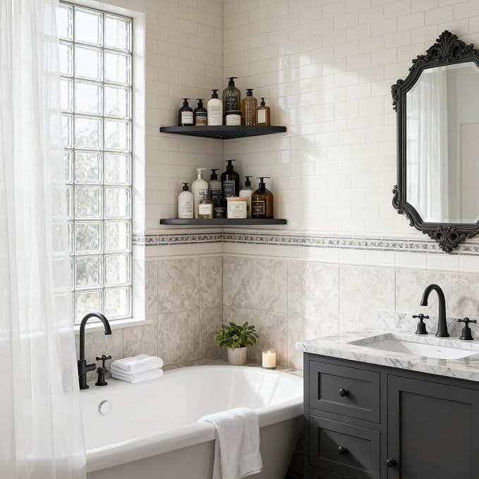Corner Shower Shelves 10" Matte Black, 2 Pack 304 Stainless Steel Shower Corner - Image 3
