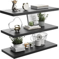 Wall Shelf Set of 3, Dark Wood Floating Shelves 24 in W x 10 in D x 1 in H by Home
