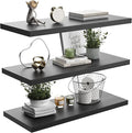 Wall Shelf Set of 3, Dark Wood Floating Shelves 30 in W x 10 in D x 1 in H by Home
