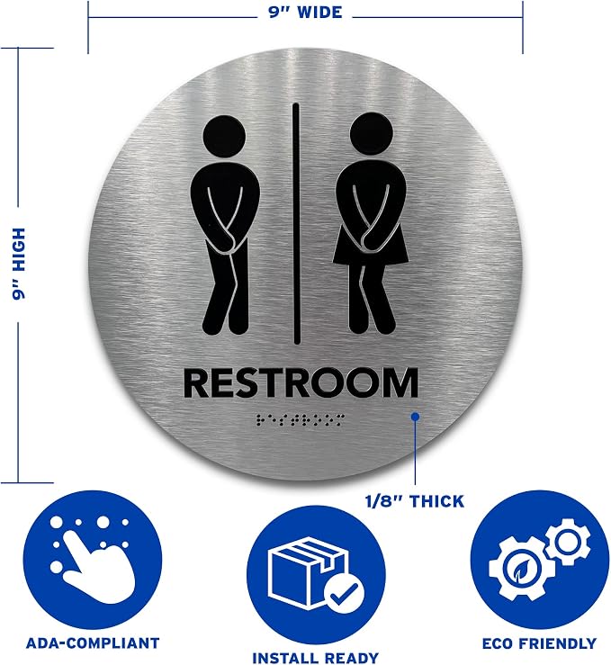 Circle Unisex Boutique Bathroom Sign by GDS - Image 4