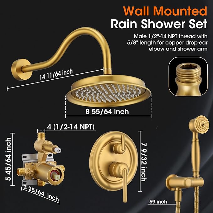 Antique Rainfall Shower System Bathroom Luxury Rain Mixer Shower Faucet Set - Image 5