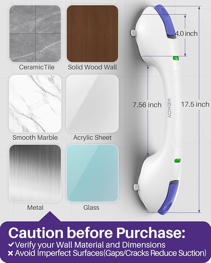 KEKOY 17.5 Inch Suction Grab Bars - Image 3