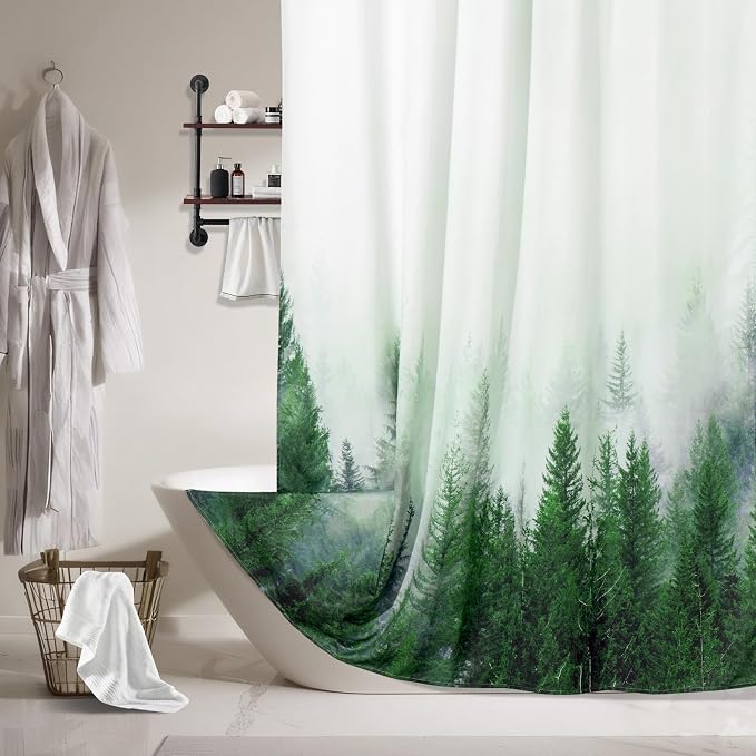 ORTIGIA Green Misty Forest Heavy Duty Shower Curtain - Image 7