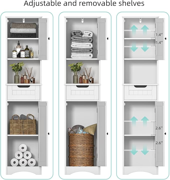 Bealife 67" H Tall Bathroom Storage Cabinet, Tall and Narrow Linen Storage - Image 8