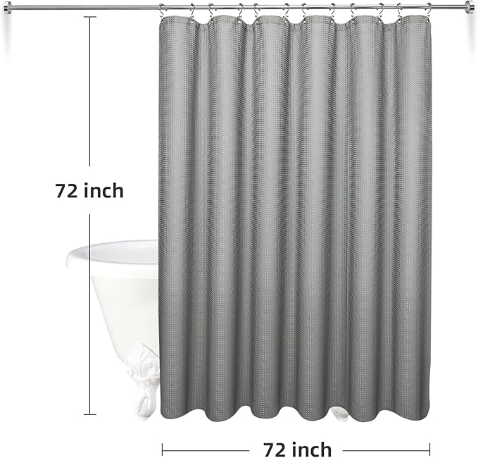 LaCyan 3 in 1 Waterproof Waffle Weave Shower Curtain and Clear Liner Set - Image 6