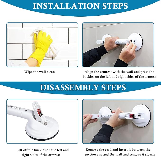 15inch Suction Shower Grab Bar, Portable Shower Handle Bar Suction Grip Bar - Image 4