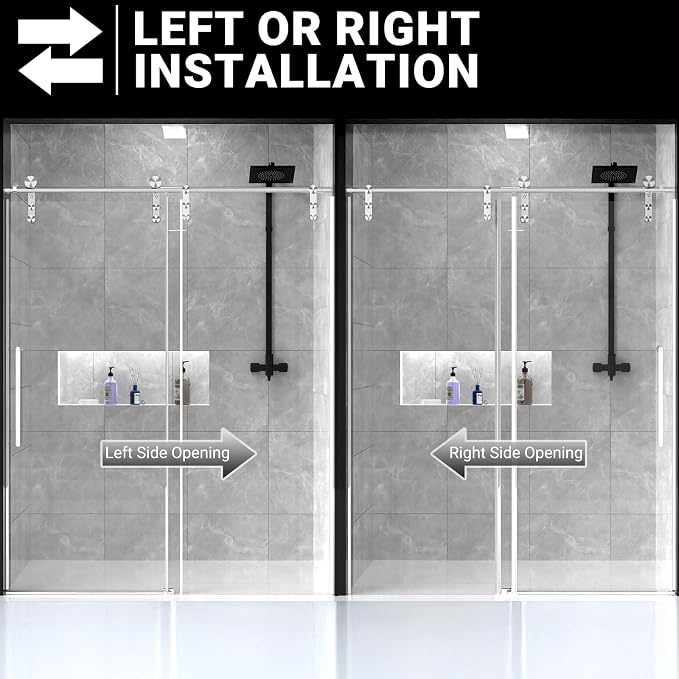 Chabatree Shower Door 60" W x 76" H Frameless Sliding Shower Door, Frameless - Image 6