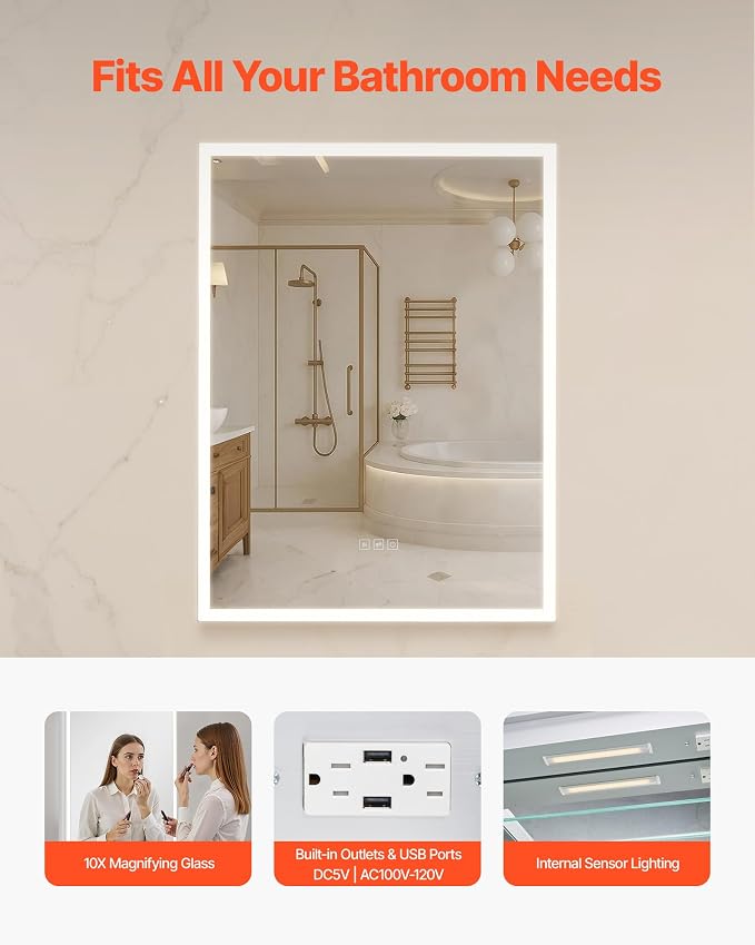 VEVOR Lighted Medicine Cabinet - Image 8