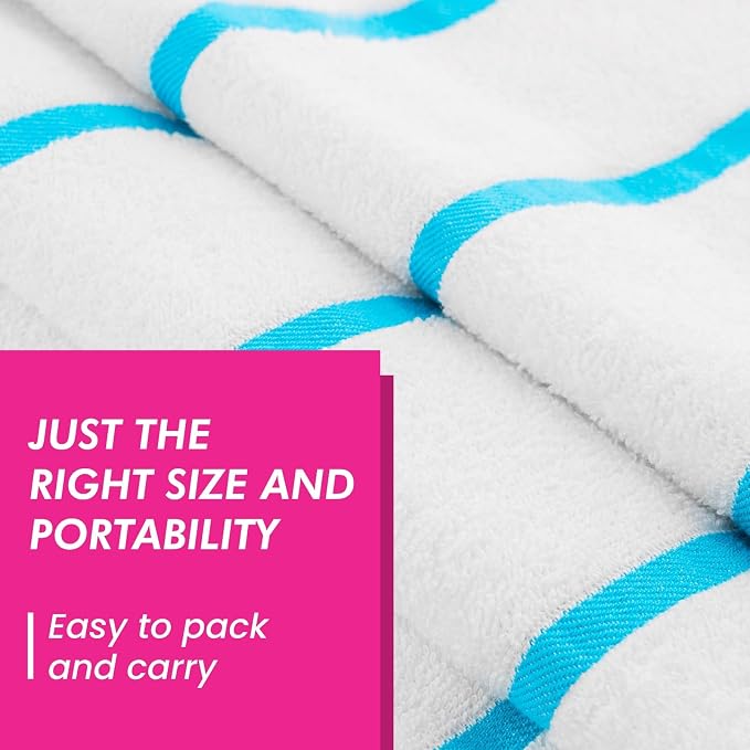 CASA COPENHAGEN Cabana Pool 2 Pieces Large Bath Sheet Set 70" x 35", 550 GSM - Image 5