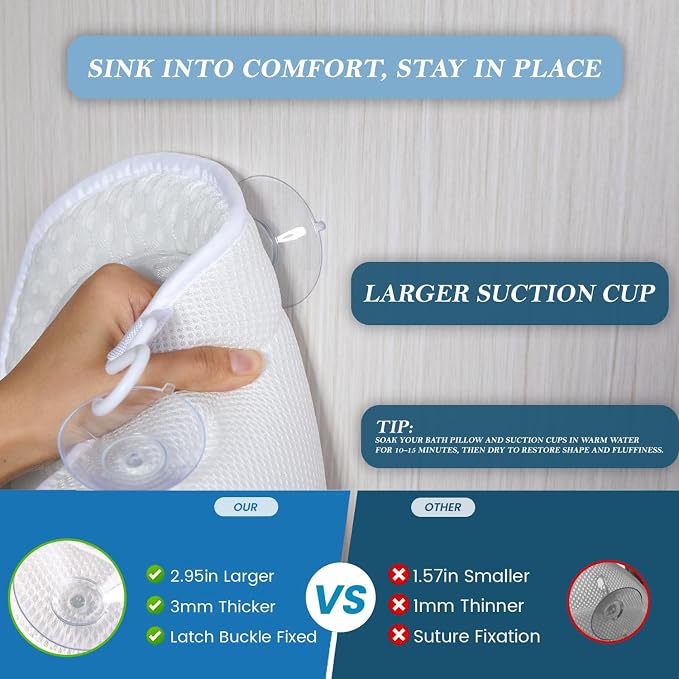 Bath Pillow for Tub | 4D Air Mesh Fabric - Image 5