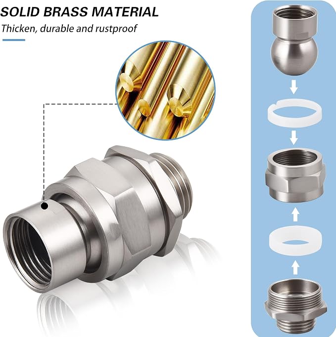 Shower Connector Ball Joint Shower Head Swivel Ball Adapter，Solid Brass - Image 7