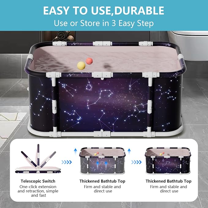 Simcat 45" Large Portable Foldable Bathtub Adult, Separate Family-Friendly SPA - Image 3